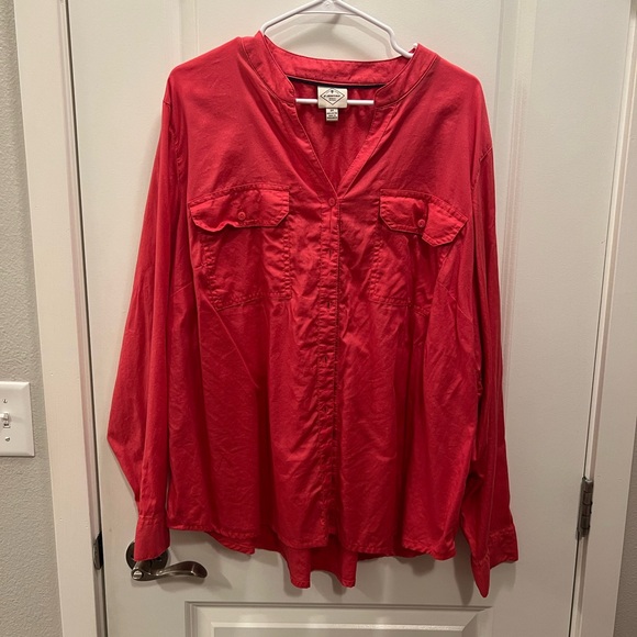 St. John's Bay Tops - St. John's Bay - Coral Long Sleeve Blouse